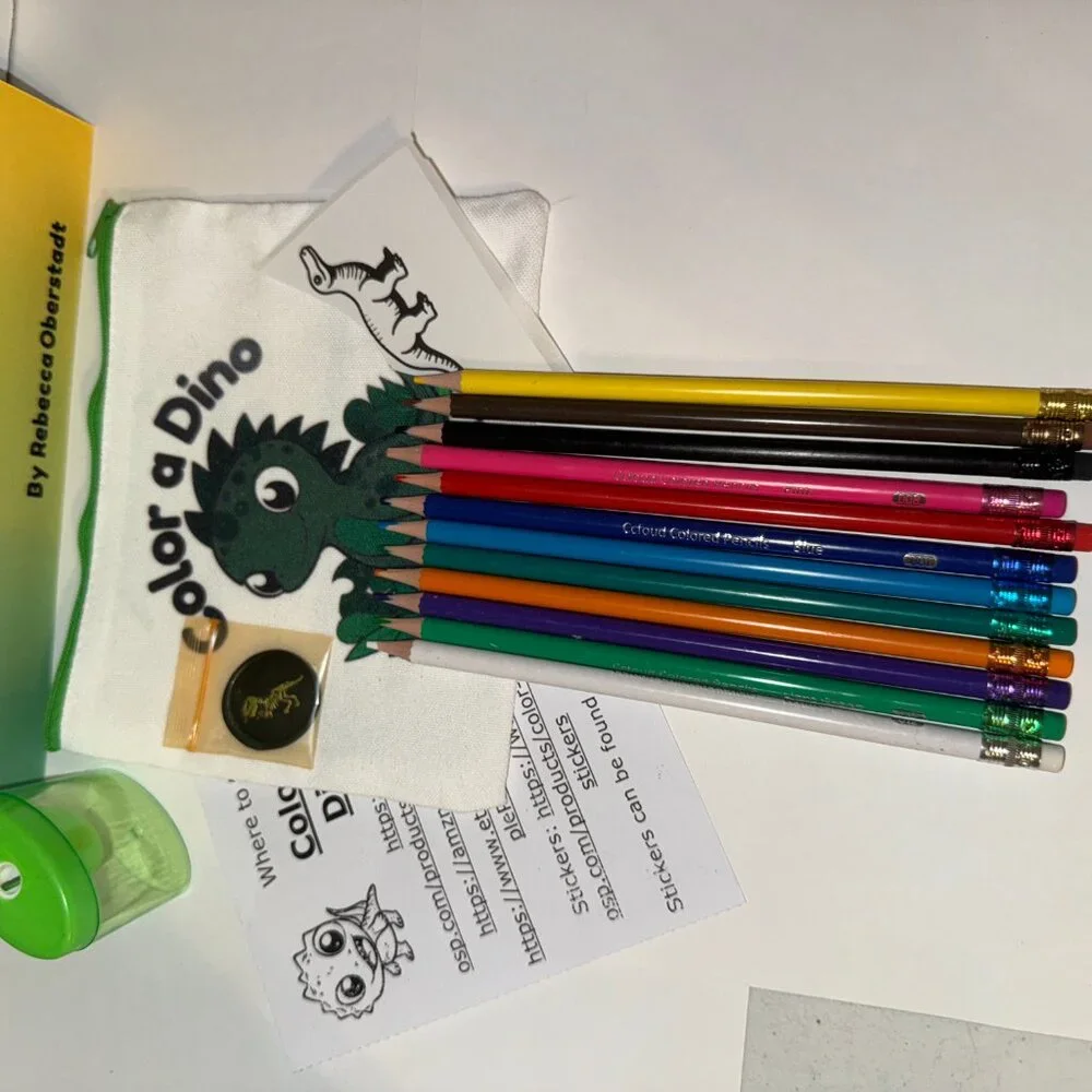 Green Color a Dino Zippered Pencil Pouch